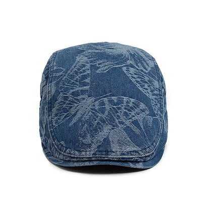 Vintage Denim Prints Butterfly Berets Women Newsboy Cap