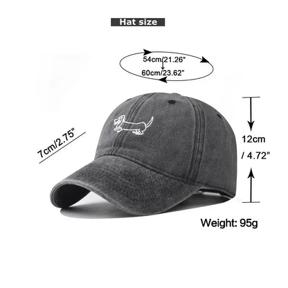 Cotton Washed Dog Embroidered Baseball Cap