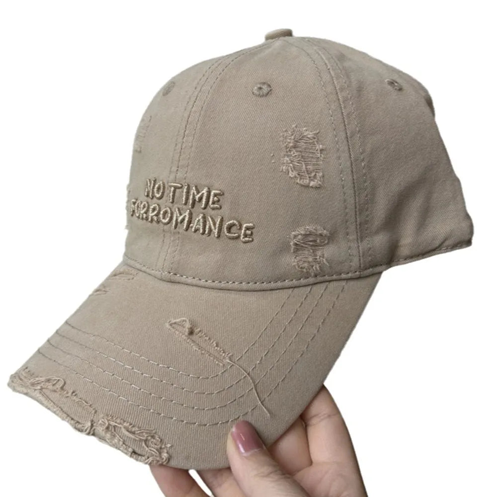 Vintage Washed Cotton Letter Baseball Hat Teenagers