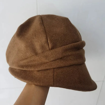 Winter Wool Felt Beret & Bucket Hat - Thermal Lined Vintage Newsboy Cap