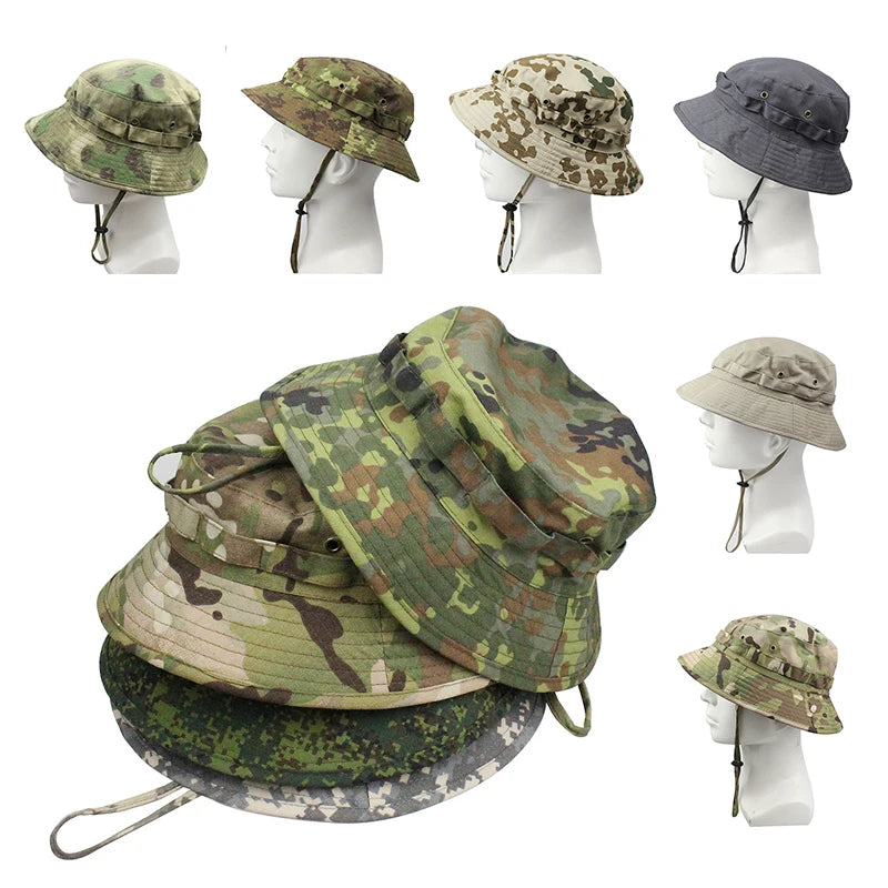 Men's Panama Hat Bucket Hat Tactical Sunscreen Camouflage Outdoor