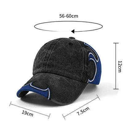 Fashion Washed Cotton Flame Embroidery Dad Hat