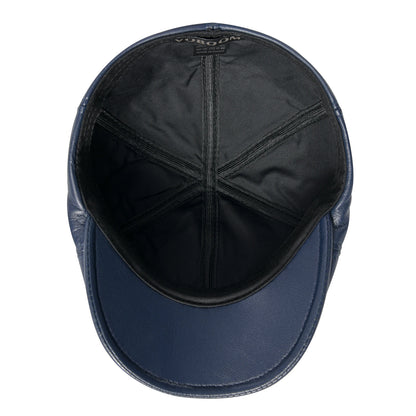 Lambskin Leather Ivy Newsboy Caps 6 Panel Cabbie Beret Hat