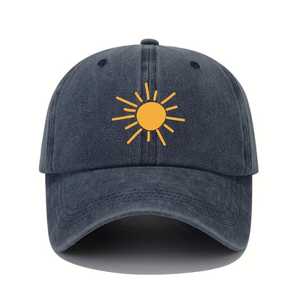 Golden Sun Print Baseball cCap Retro Lightweight Washed Cap for Both Men and Women