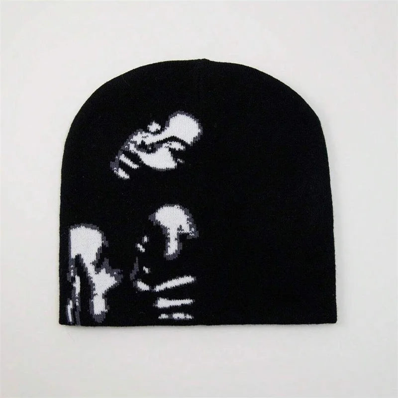 Fashion Printed Knitted Hat Women Men Couple Warm Y2K Beanies