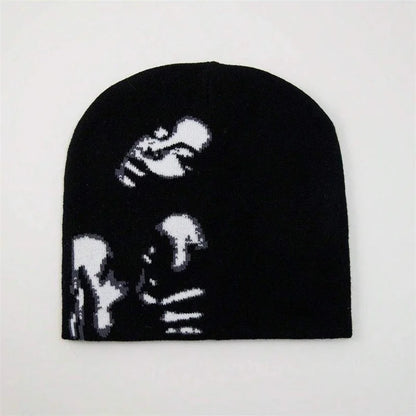 Fashion Printed Knitted Hat Women Men Couple Warm Y2K Beanies