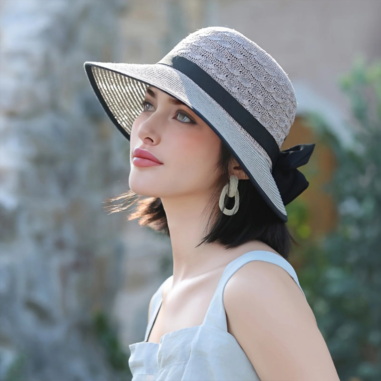 Summer Beach Straw Sun Hat Breathable French Style Bowknot Straw Hats