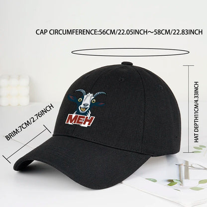Goat Head MEH Print Soft Top Baseball Cap Soft Comfortable Breathable Adjustable Playful Quirky Trendy Fashionable Unisex