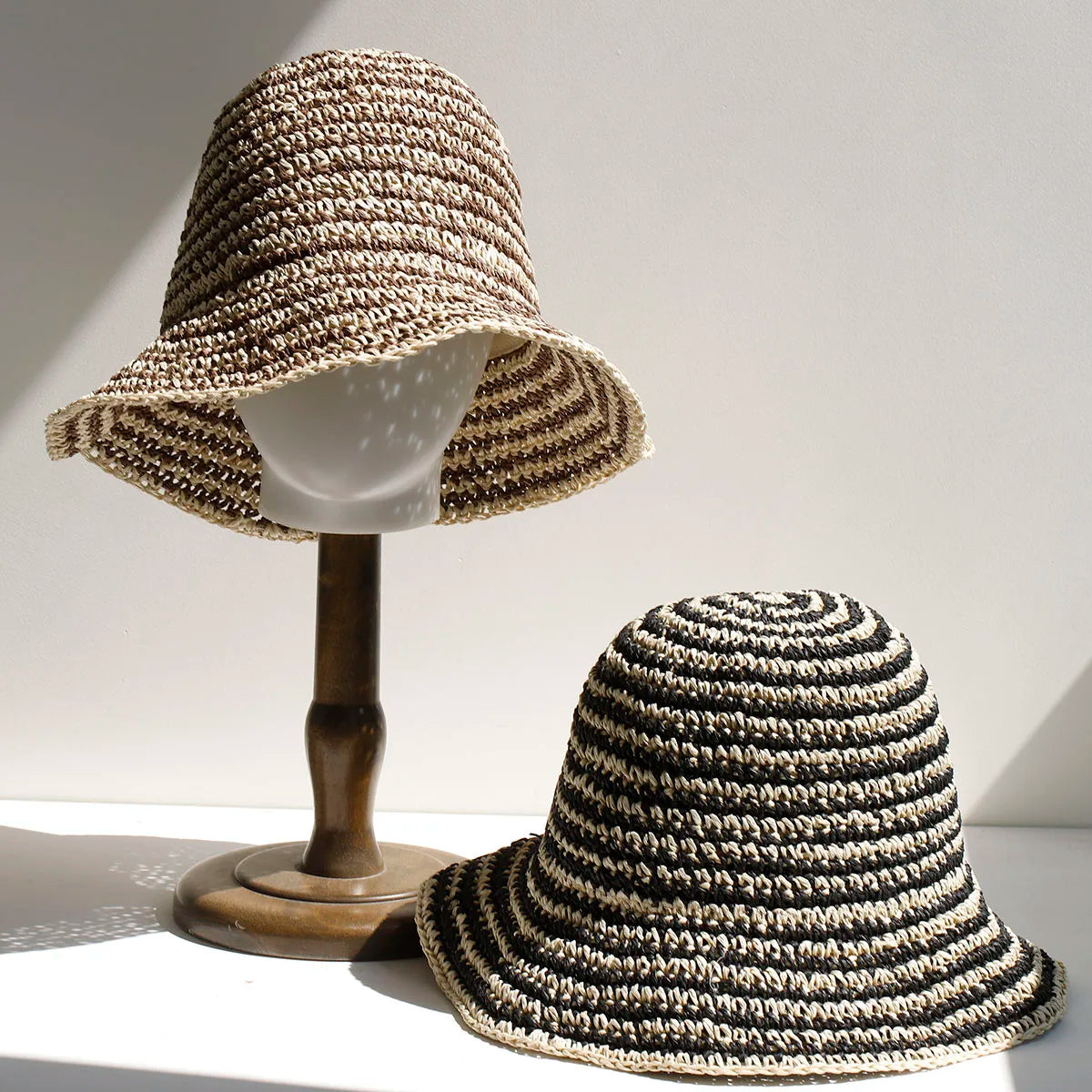 Women Beach Panama Straw Dome Bucket Hat