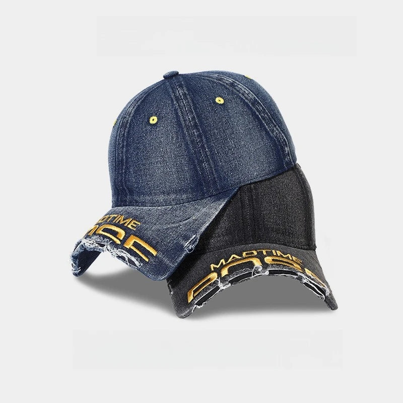 American Vintage Distressed Denim Baseball Cap