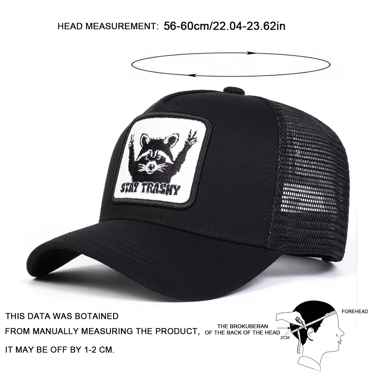 Unisex Stay Trashy Raccoon Embroidery Baseball Net Caps Spring Summer