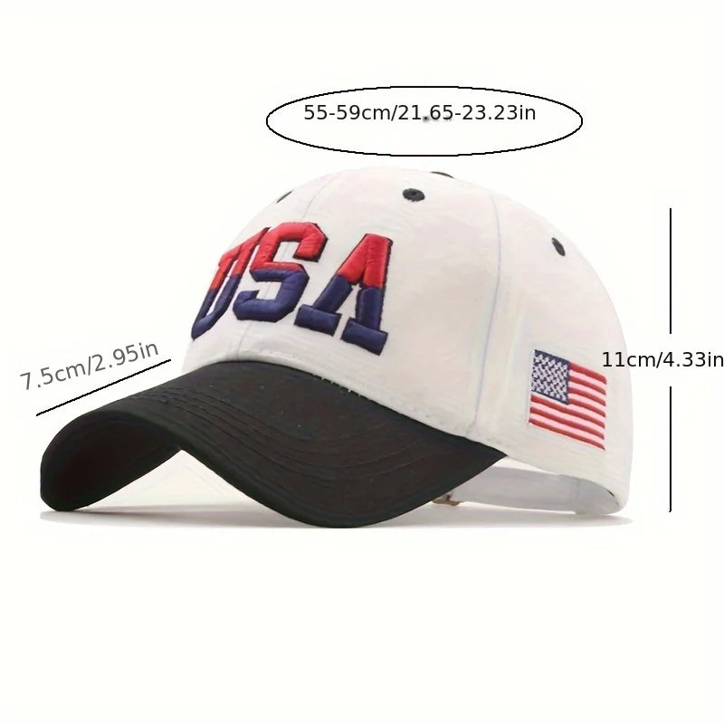USA Embroidered Baseball Cap Washed Distressed Peaked Hats