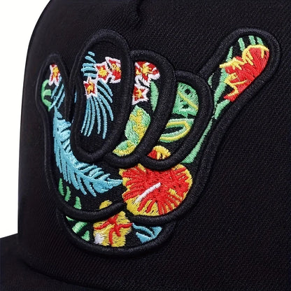 Unisex Fingers Embroidery Hip Hop Hats Spring Autumn Outdoor Adjustable Casual Baseball Caps Trucker Caps Sunscreen Hat