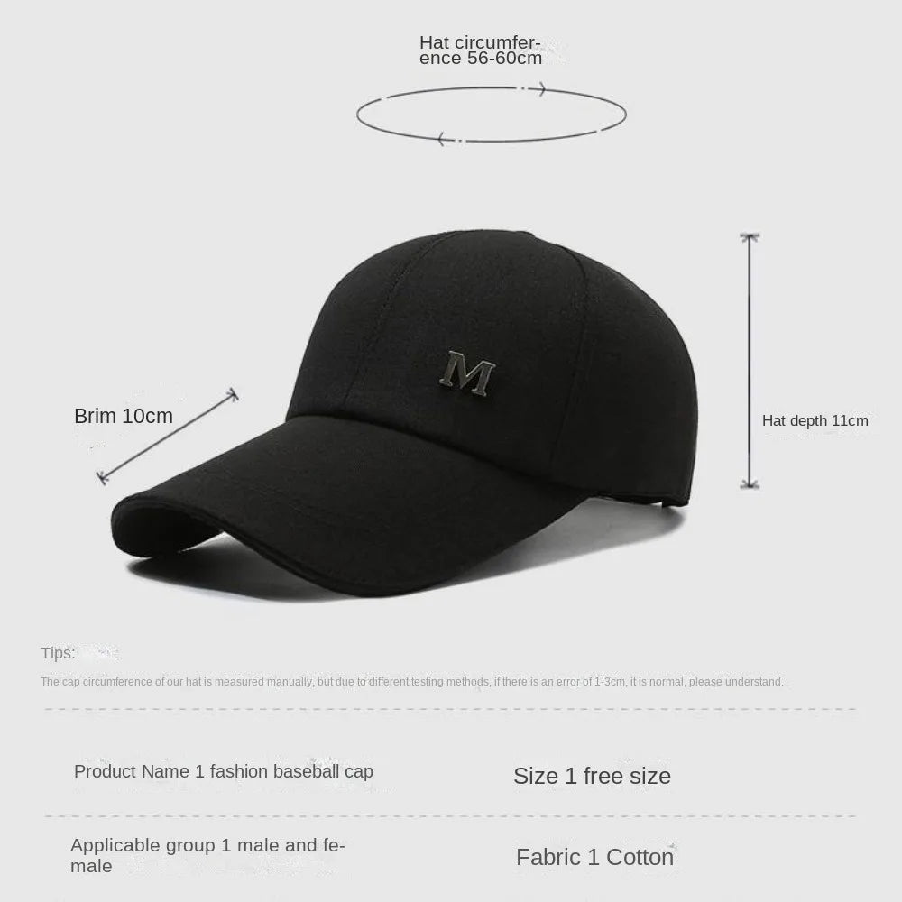 Baseball Cap M Letter Embroidery Pure Color Sun Hat Dad Hats Hip Hop Gorras Unisex Adjustable  Cotton Hat