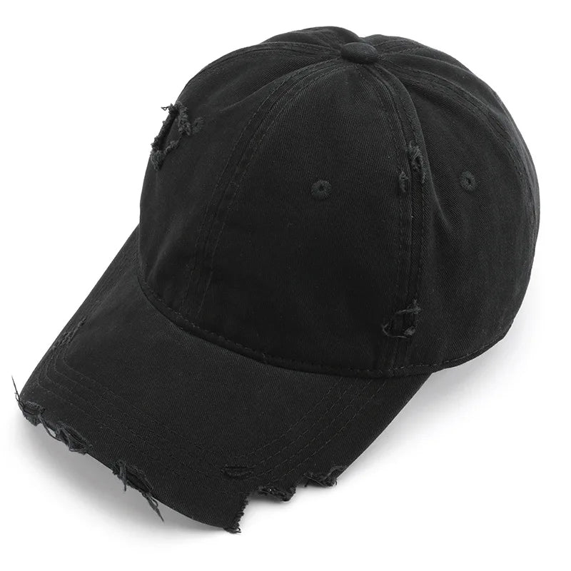 Men's Trendy Solid-Color Distressed Baseball Cap