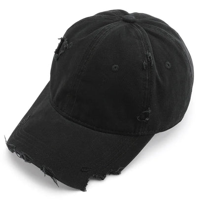 Men's Trendy Solid-Color Distressed Baseball Cap