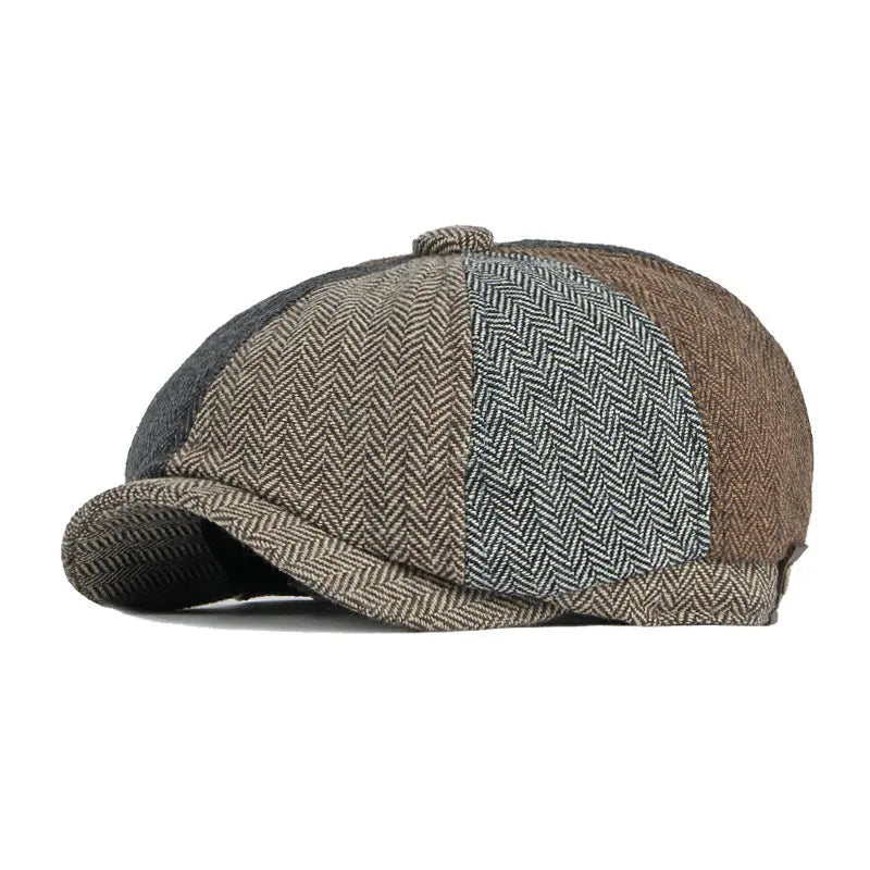 Spring Cotton Patchwork Newsboy Caps Flat Peaked Cap Men And Women