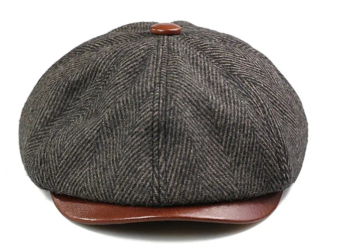 Men Street Bonnet 55% Wool Beret Sheepskin Camel/Grey Male Thin Hats