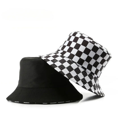 Double Sided Plaid Bucket Hats for Women and Men