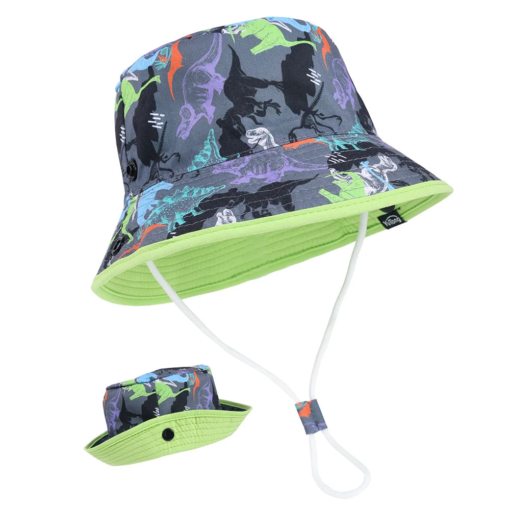 Panama Summer Children Bucket Hat Cartoon Baby Beach Foldable Brim Hat Kids