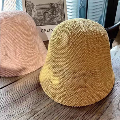 Versatile Bucket Hat Women Summer Hat Weave Sun Hat