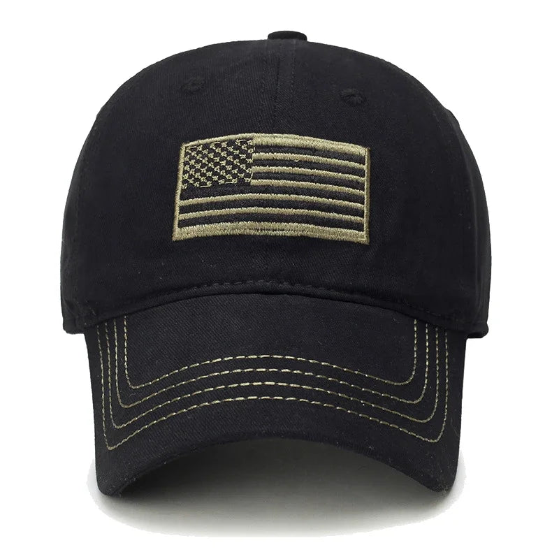American Flag Embroidered Cotton Adjustable Soft Top Baseball Cap