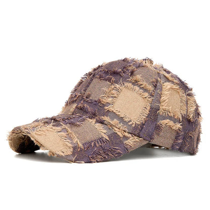 Harajuku Distressed Patchwork Baseball Cap