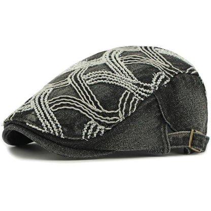 Vintage Artist Painter Beret Hat Male Female Adjustable Denim Beret Cap
