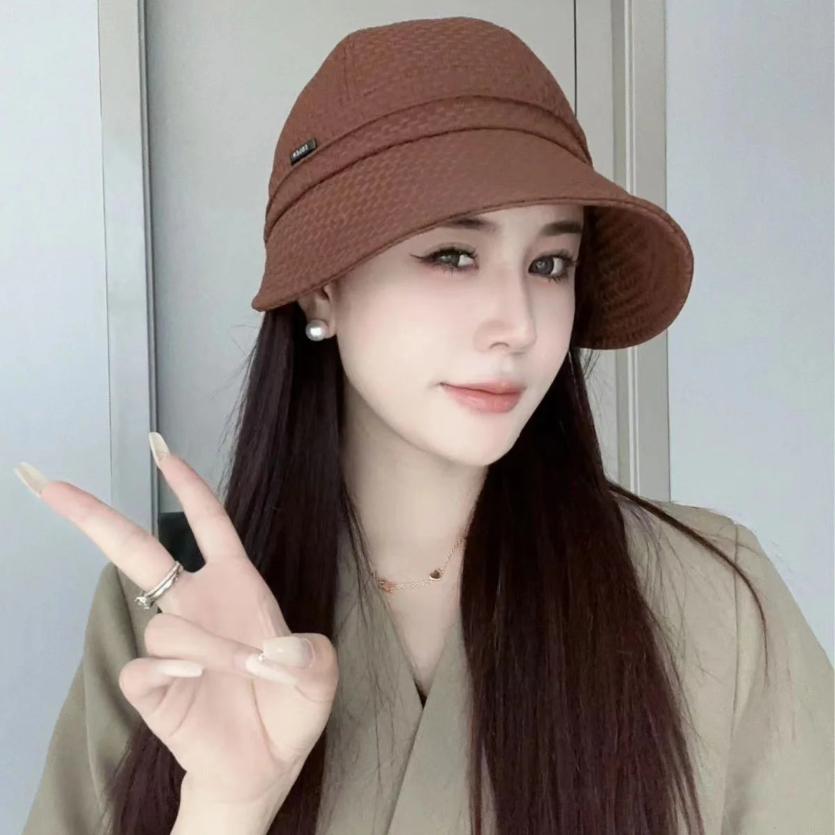 New Foldable Wide Brim Sun Hat Drawstring Adjustable Caps