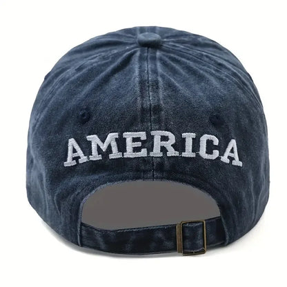 USA Flag Embroidery Baseball Cap Washed Distressed Sports Hat
