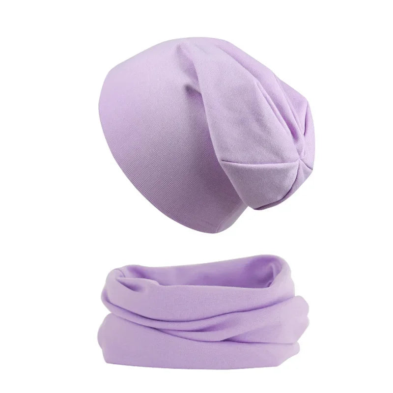 New Baby Hat Scarf Set Boys Girls Cap Autumn Winter Soft Elastic Beanie Hats Cotton