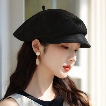 Summer Mesh Berets For Women Hollow Breathable Octagonal Cap