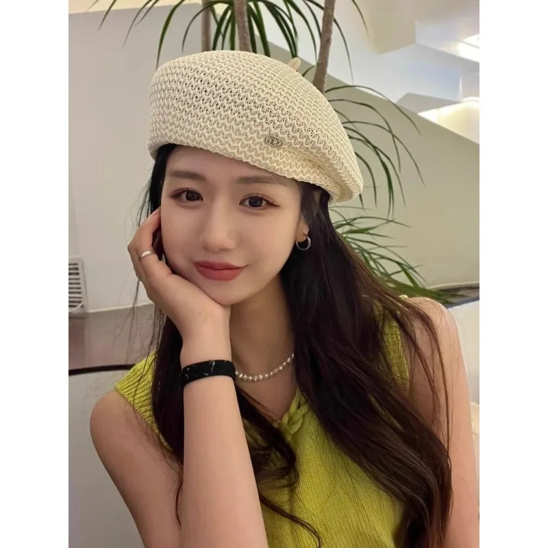 New Summer Beret Caps For Women Solid Breathable Outdoor