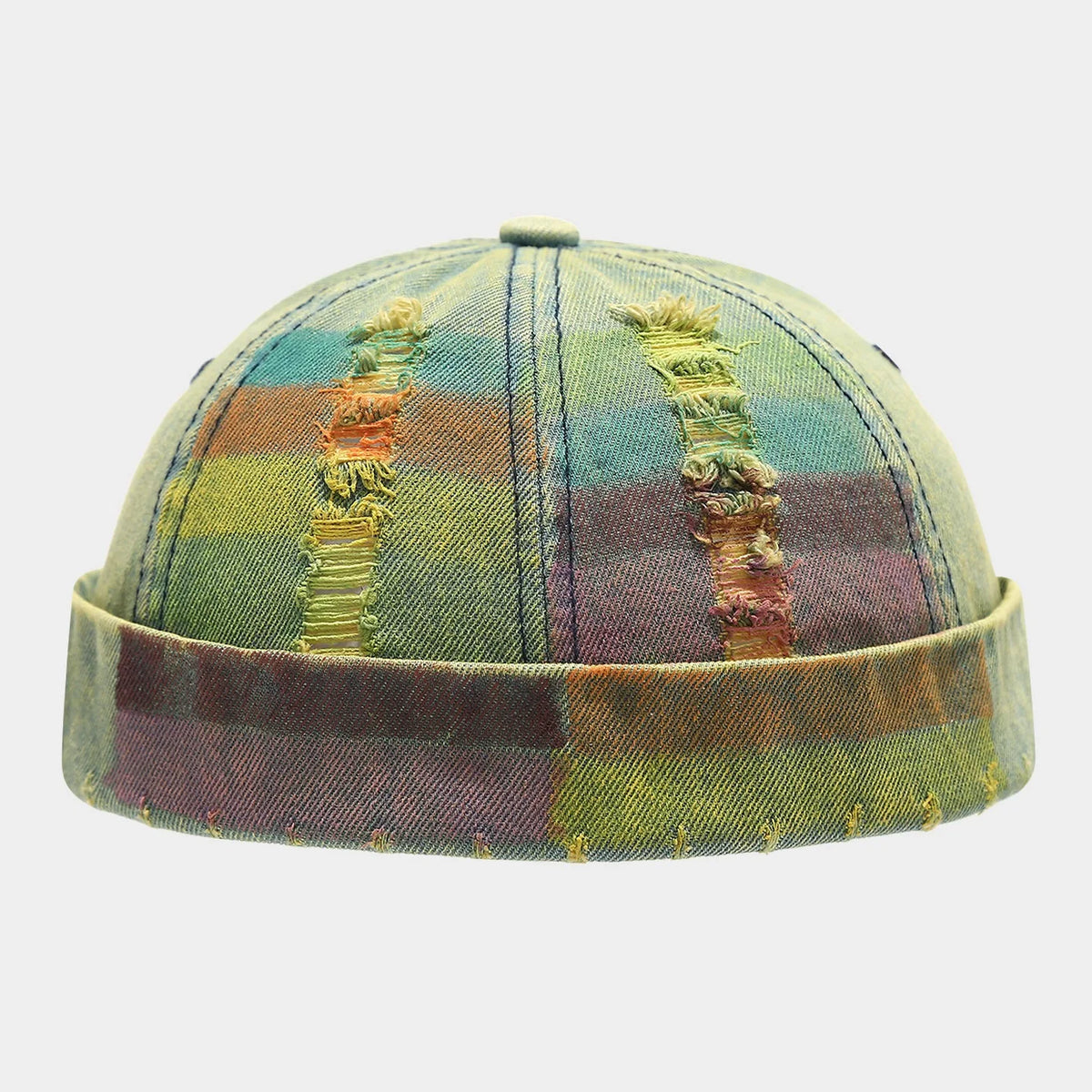 Denim Docker Cap Without Visor Tear Style Hole Brimless Caps