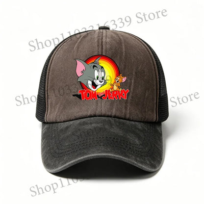 New Tom and Jerry Retro Hat Cartoon Baseball Cap Man Women Adjustable Baseball Hat Children Cute Sun Hat