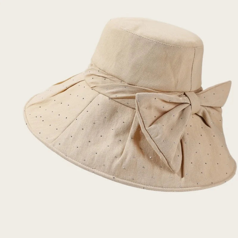 Brimmed Fabric Hat For Women Elegant Foldable Sun Hat