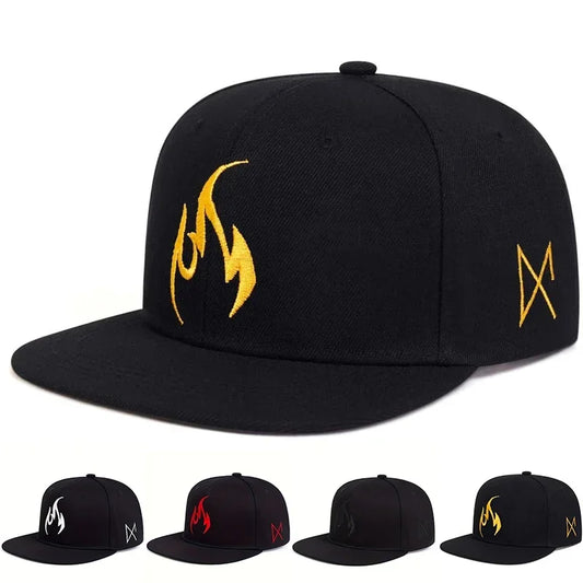 Unisex Flame Embroidery Hip-Hop Hats