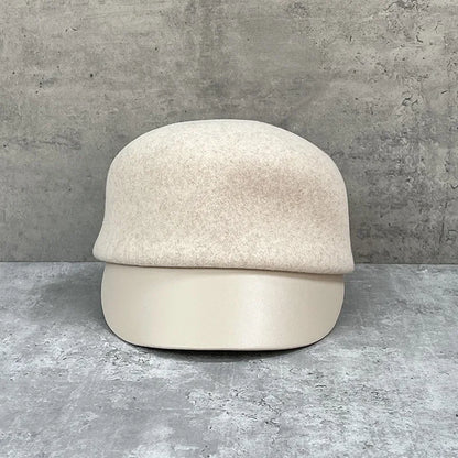 Gentle Beige Wool Equestrian Hat Female Autumn Winter