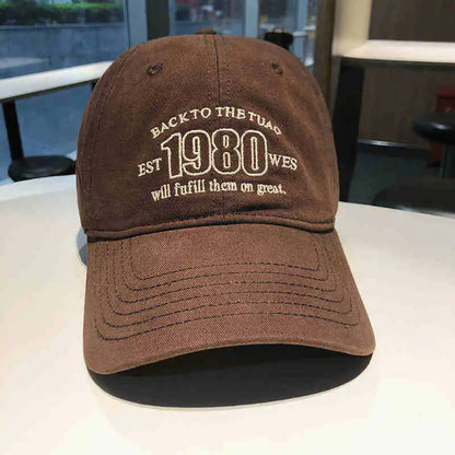 Fashion Solid Color Baseball Hat for Women Cotton Letter Embroidery