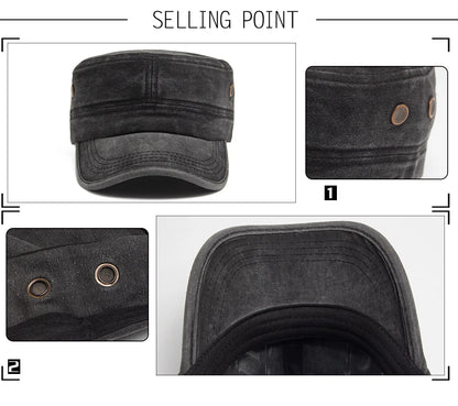 Men Flat Army Hat Washed Cotton Vintage Visor Baseball Cap Hunting Militarily Caps Casual Outdoor