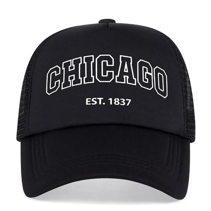 Summer Men Mesh Baseball Cap Outdoor Sport Chicago Letter Snapback Hat For Women