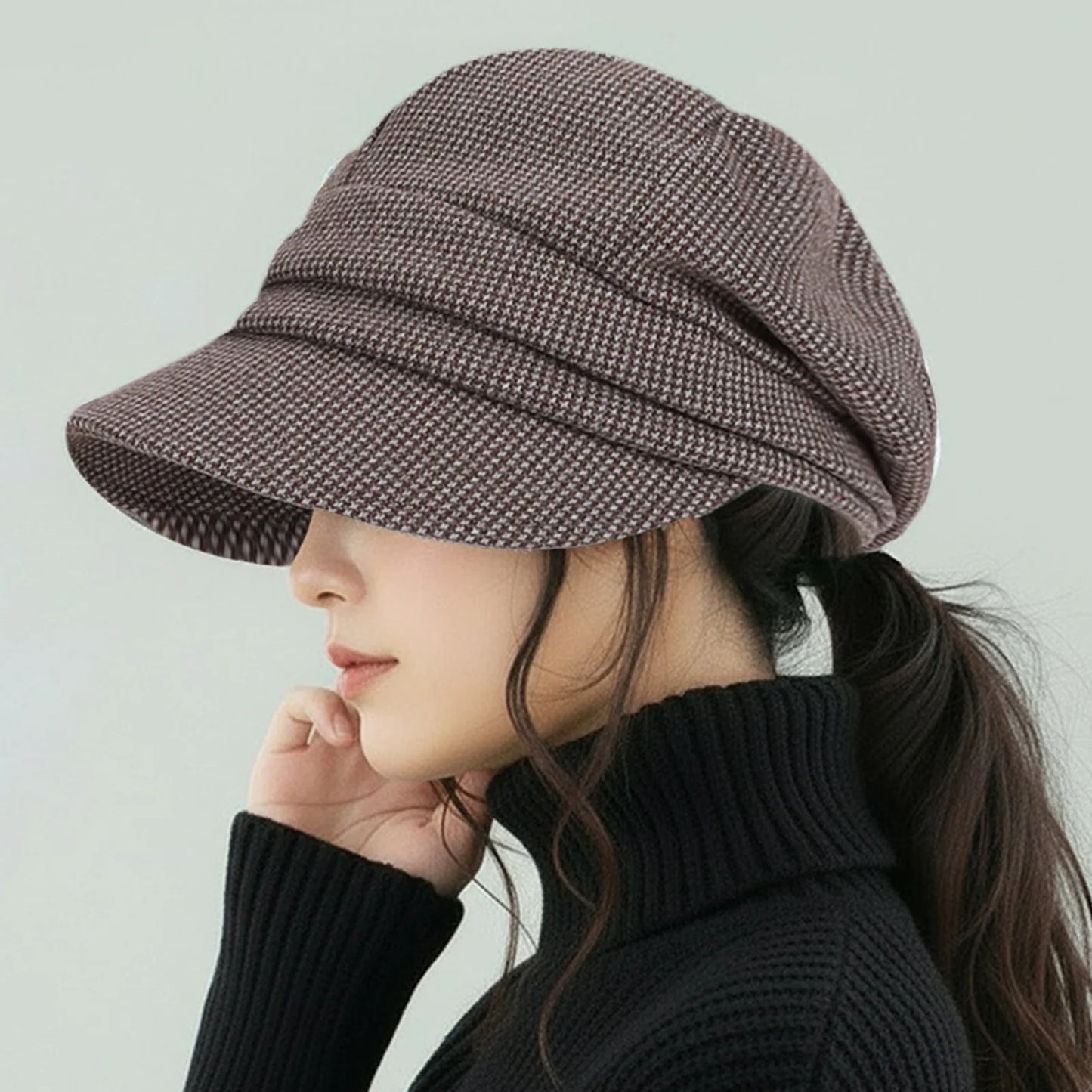 Women's British Style Beret Hat One Size Knit Beanie With Ear Protection Warm