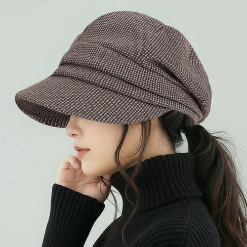 Women's British Style Beret Hat One Size Knit Beanie With Ear Protection Warm