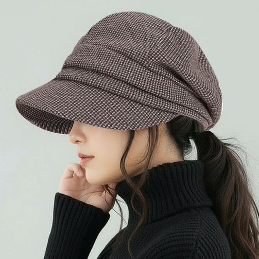 Women's British Style Beret Hat One Size Knit Beanie With Ear Protection Warm