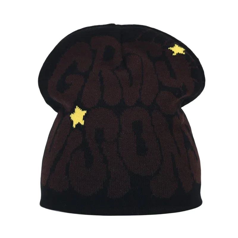 Y2K Letter Knitted Winter Autumn Beanie Cap Men Women