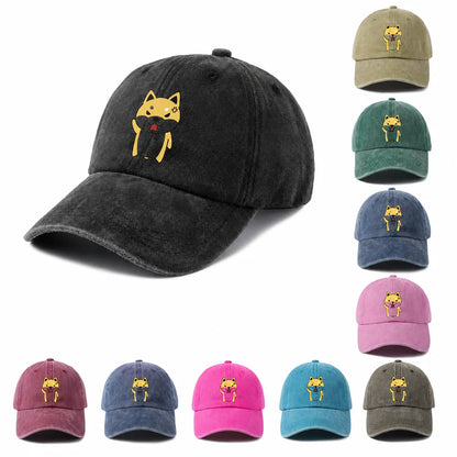 Cute Cartoon Animal Character Graphic Baseball Cap Vintage Washed Adjustable Unisex Dad Hat Casual Gift