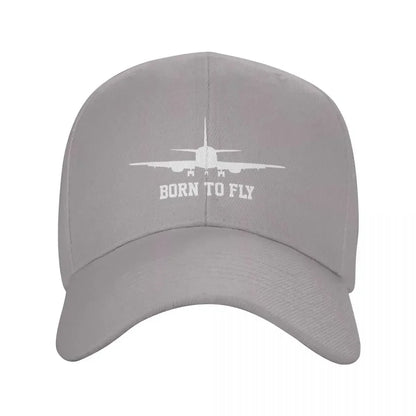 Born To Fly Airplane Baseball Cap Outdoor Women Men's