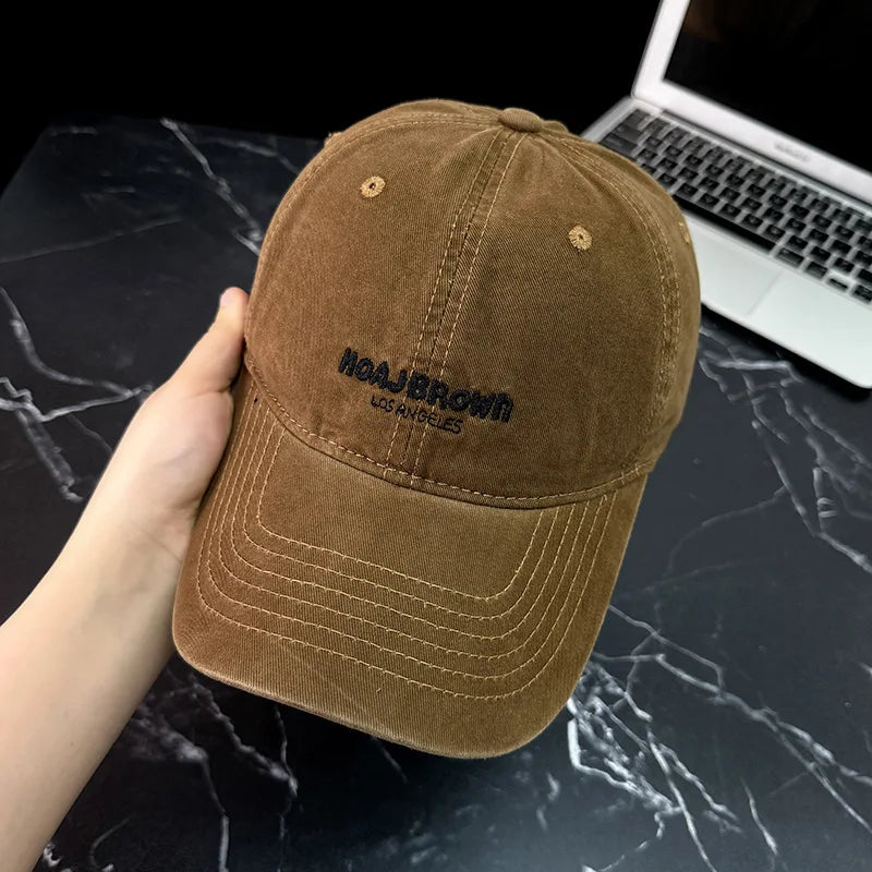 Youth Korean Fashion Washed Letter Baseball Cap