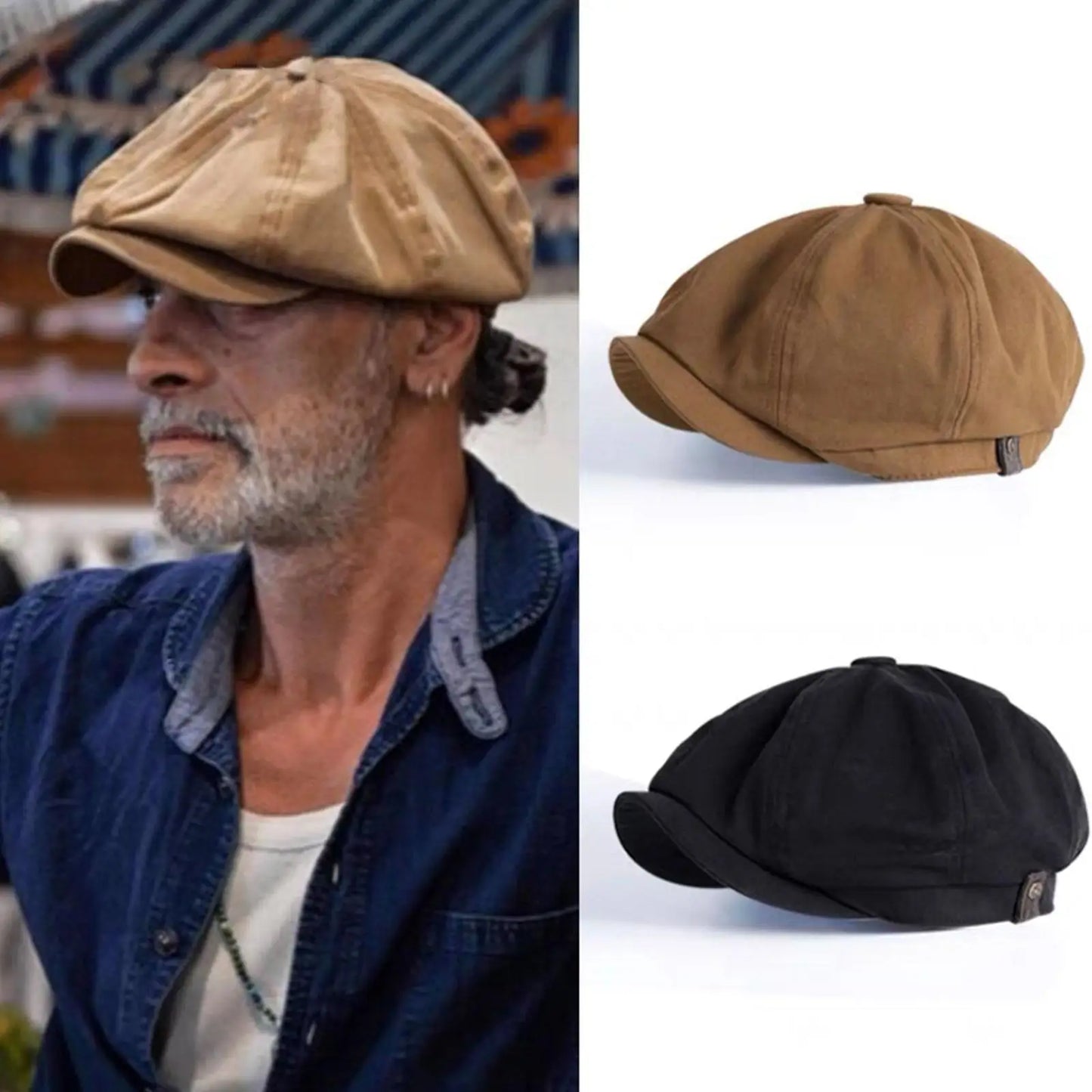 British Style Newsboy Men Cotton Ascot Dad Khaki Male Spring Autumn