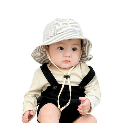 New Panama Summer Striped Children Bucket Hat Baby Boys And Girls Beach